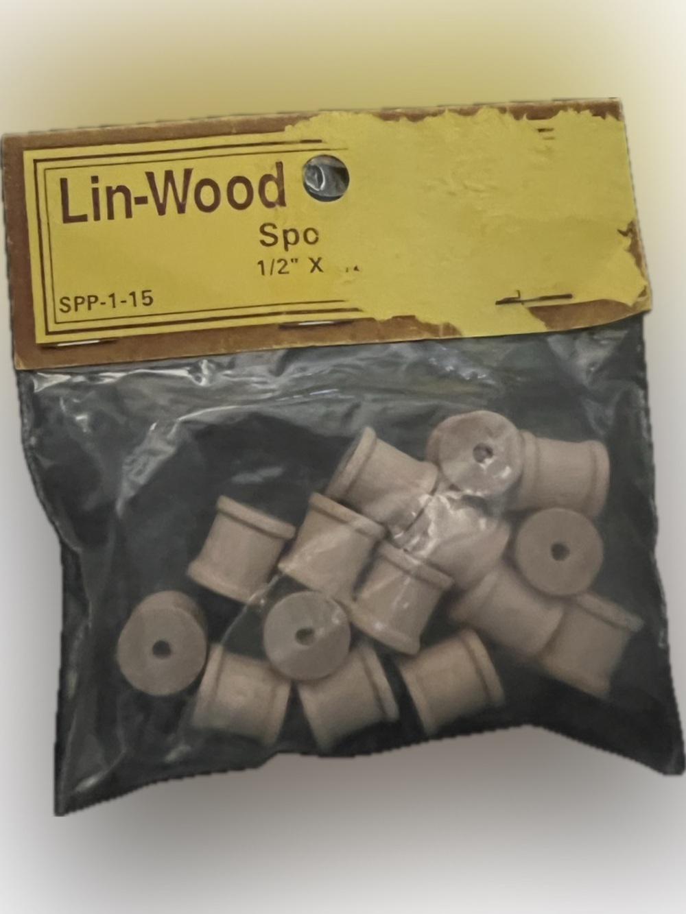 🔴Vintage New Lin-Wood 1/2" Wood Spools Natural Beige 15 Count Art Craft
